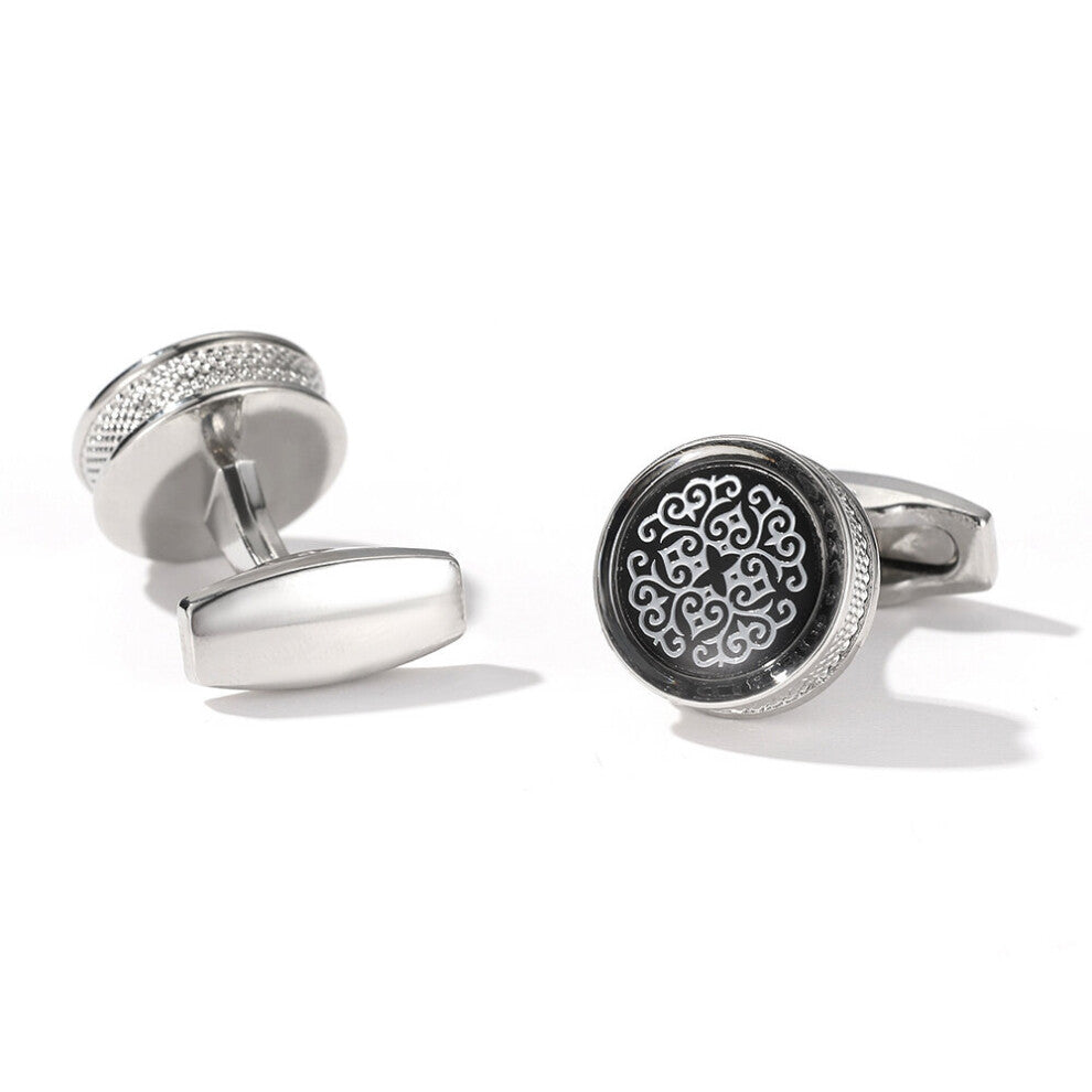Mens Vintage Round Silver Shirt Cufflinks