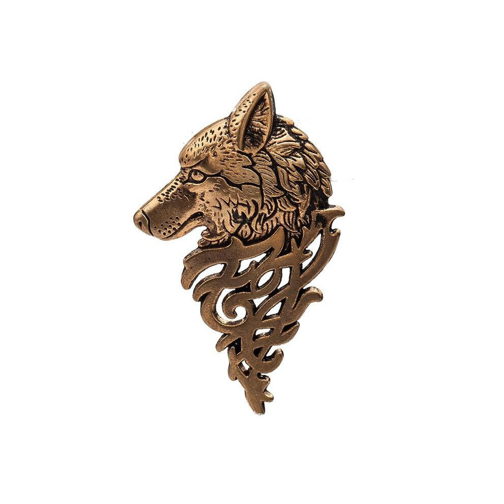 Vintage Wolf Head Brooch Lapel Pin Mens Punk Jewelry Gift Upscale Clothing Accessories For Men Animal Suit Collar Pin Buckle