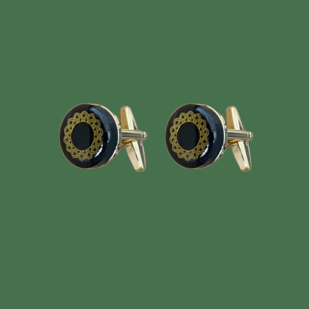 1pair Copper Round Creative Cufflinks For Men