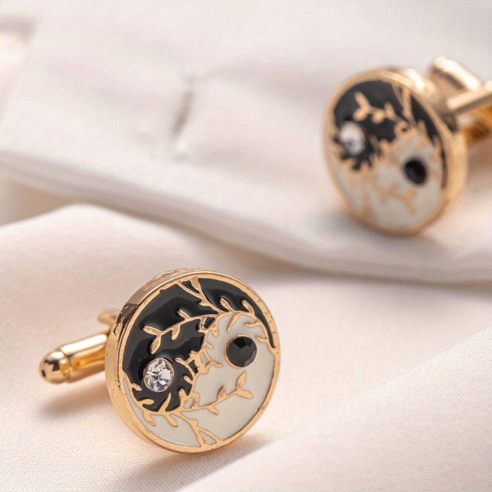 1pair Mens Retro Style Tai Chi Cufflinks Shirt Cuffs Buttons Shirt Cuffs Mens Sleeve Studs Business Mens Shirt Decoration