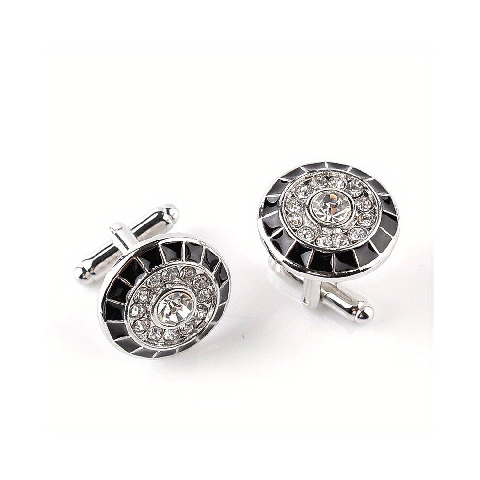 1pair Mens French Alloy Inlaid Artificial Diamond Drip Oil Shirt Cufflinks Business Accessories
