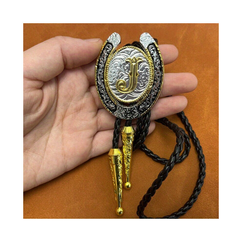 1pc Letter J Metal Neckline Necklace Tie Retro Versatile Western Denim Shirt Sweater Accessories Woven Series For Men