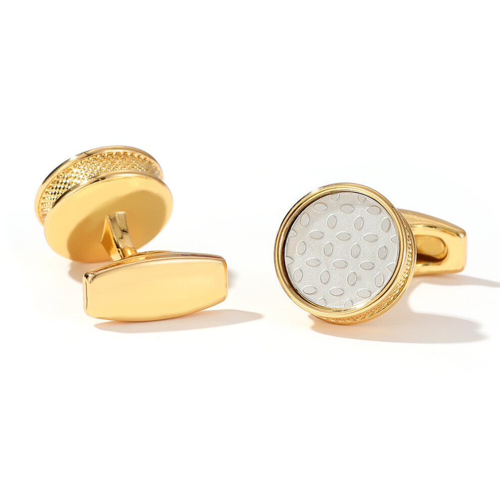 Mens Round Golden Shirt Cufflinks