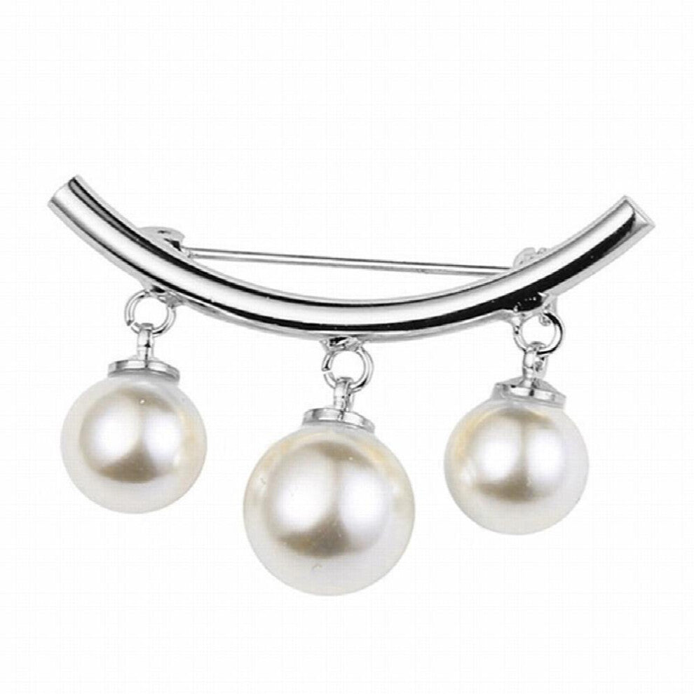 Faux Pearl Neck Tie Pin Buckle Faux Pendant Metal Brooch Collar Cardigan Clip Invisible Brooch Jewelry For Men