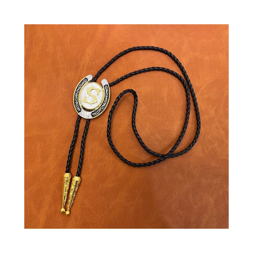 1pc Letter S Metal Neckline Necklace Tie Retro Versatile Western Denim Shirt Sweater Accessories Woven Series For Men