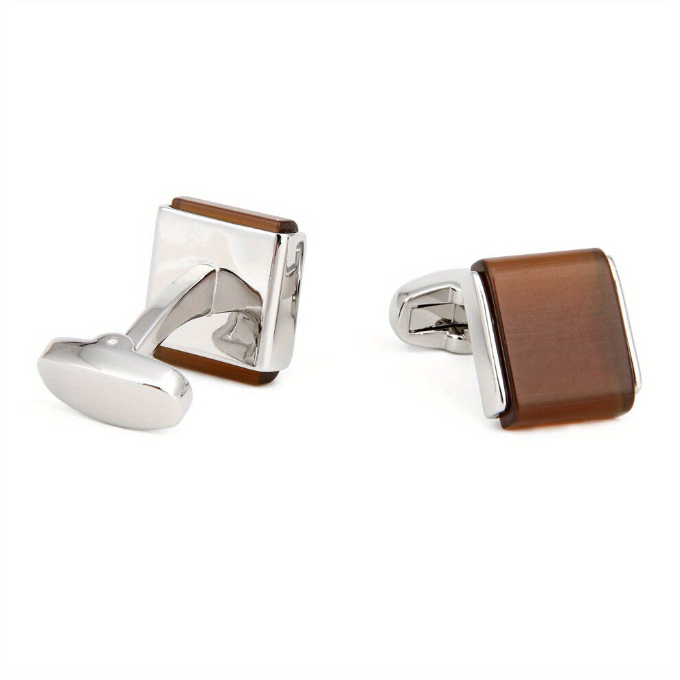 Artificial Inlaid Cat Eye Stone Square Mens Dress Shirt Cufflinks Romantic Clothing Cufflinks
