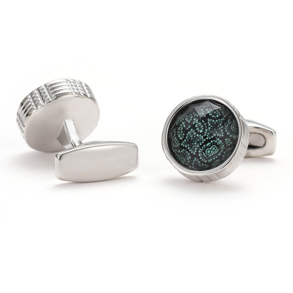 Mens Green Round Shirt Cufflinks