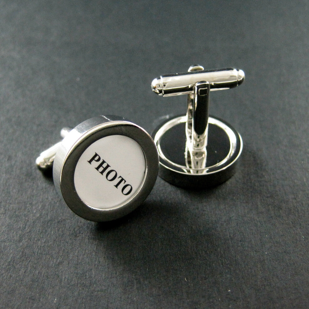 1pair Classic Copper plated K Round DIY Can Be Placed In Photos Can Be Twisted Open Photo Cufflinks For Men