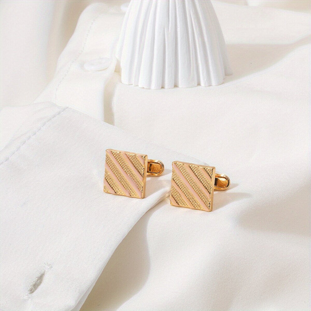 1 Pair Of Creative Square Striped Cufflinks For Mens French Business Shirt Sleeve Studs