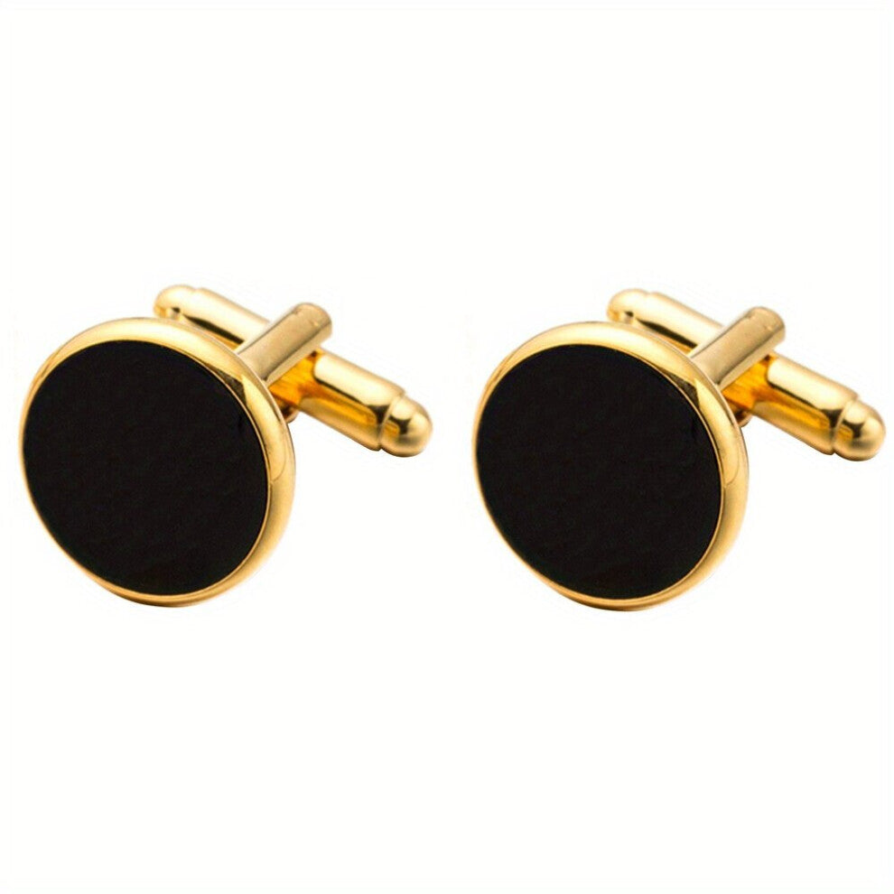 1Pair Cufflinks For Men Tuxedo Shirt Cuff Links Agate Shirt Accessories Unique Business Groom Wedding Silver Golden Jewelry Gift