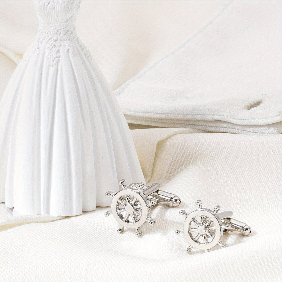 A Pair Of Stainless Steel Silver Grey French Business Mens Shirts Sleeves Cufflinks Sleeve Studs Fashionable Suits Shirts Clothing Accessories