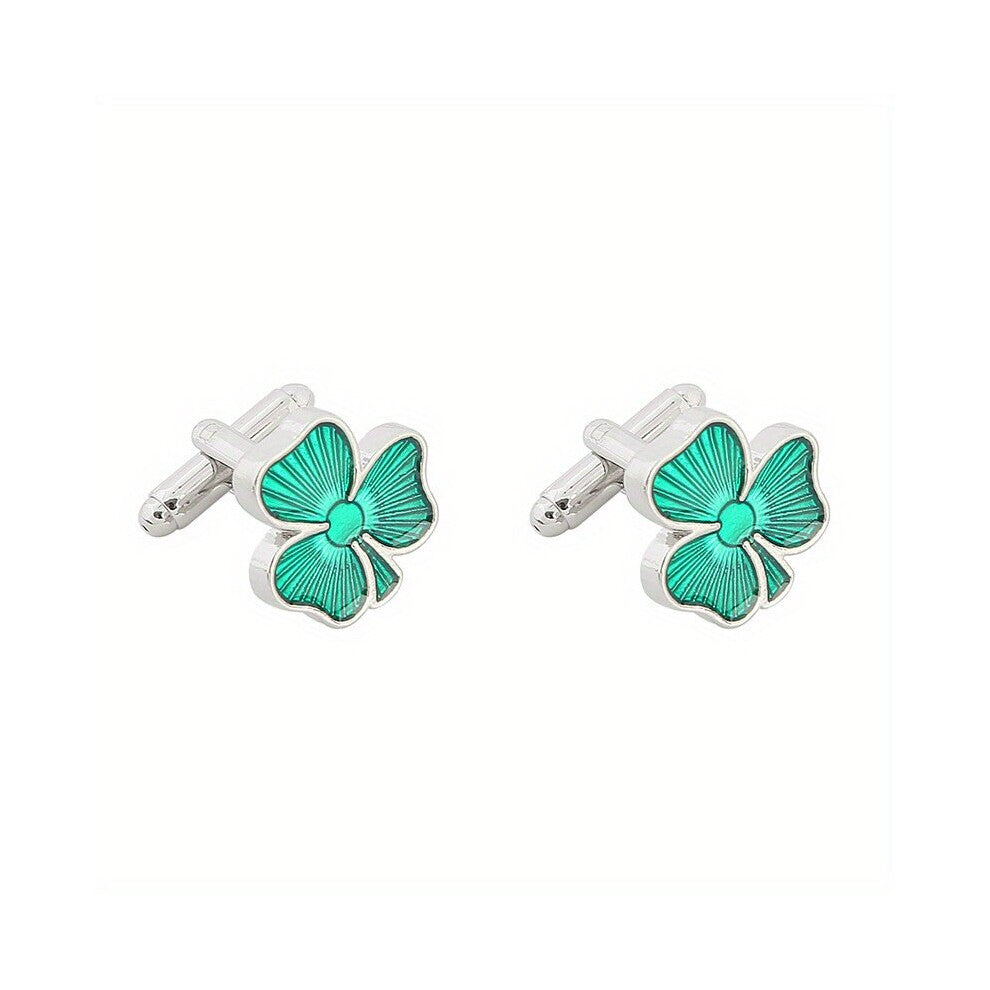 A Pair Of Clover Lacquered Cufflinks Fashionable French Mens Shirts Cuff Nails
