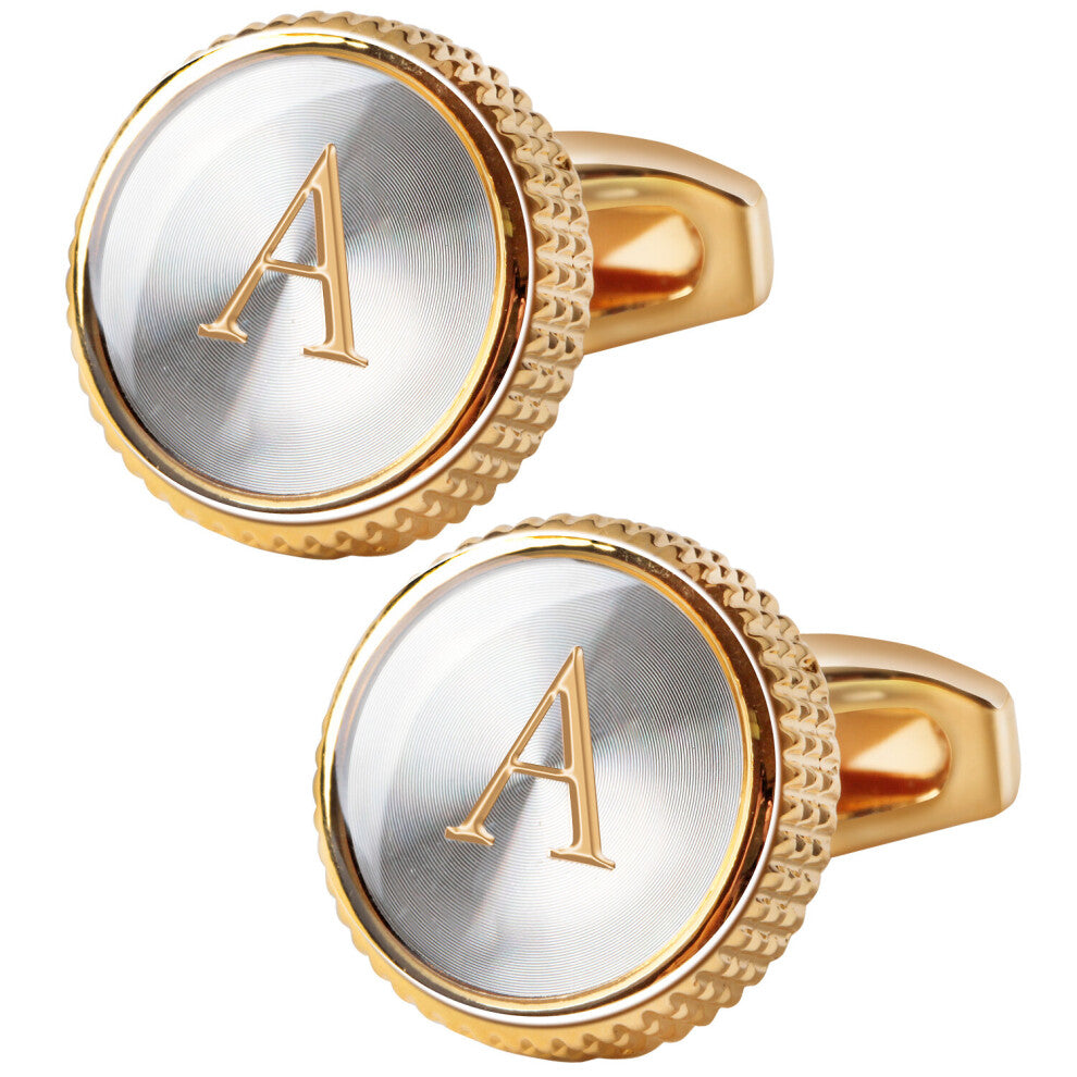 Mens Classic Cufflinks Letter Golden Business Casual