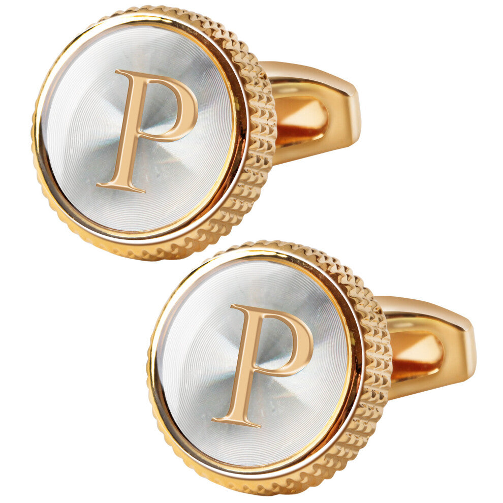 Mens Classic Cufflinks Letter Golden Business Casual