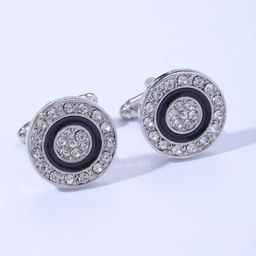Rhinestone Round Cufflinks Suit Button Cufflinks Sleeves Shirt Studs Accessories