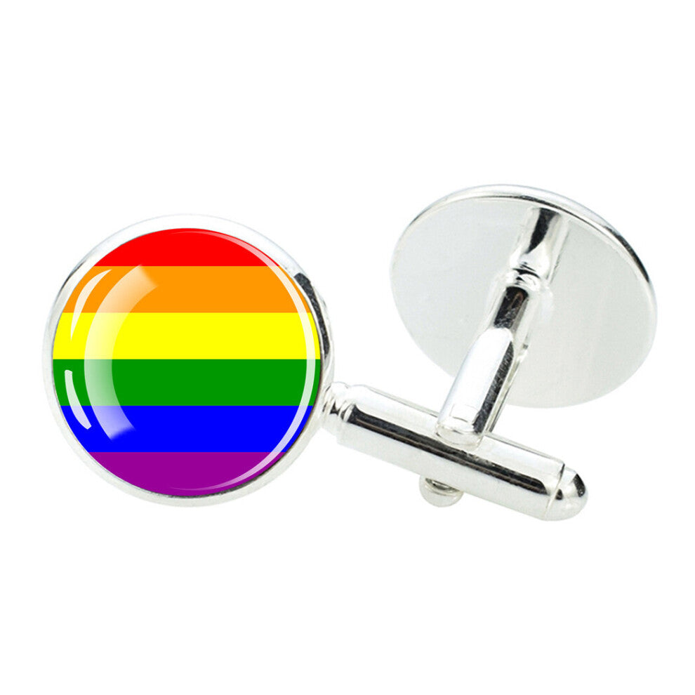 1pair Rainbow Pride Alloy Cufflinks For Men Shirt Cufflinks Clothing Accessories Gay Pride Gift