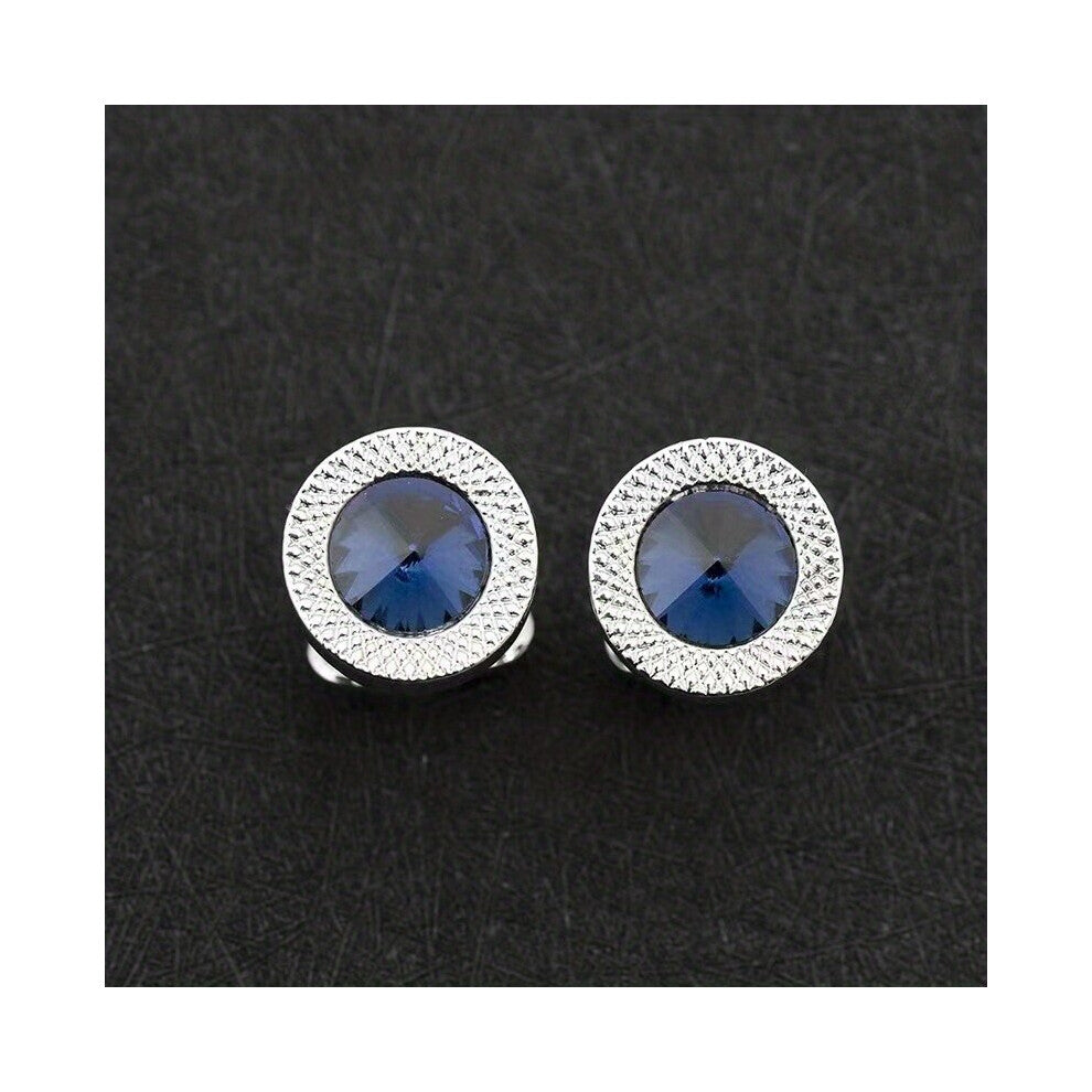 1pair Crystal With Faux Diamond Studded French Cufflinks For Men