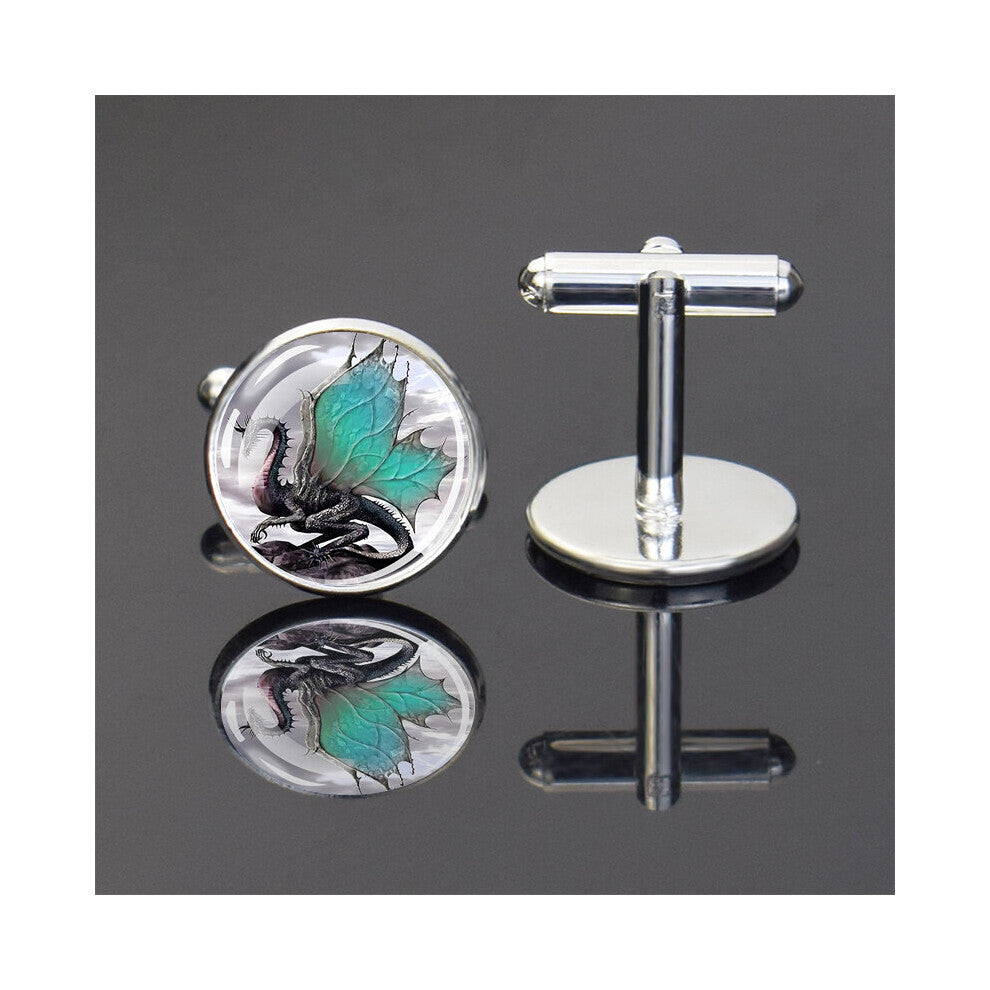 1 Pair Starry Sky Dragon Mens Cufflinks In Two Colors Metal Silver And Temperament Cufflinks