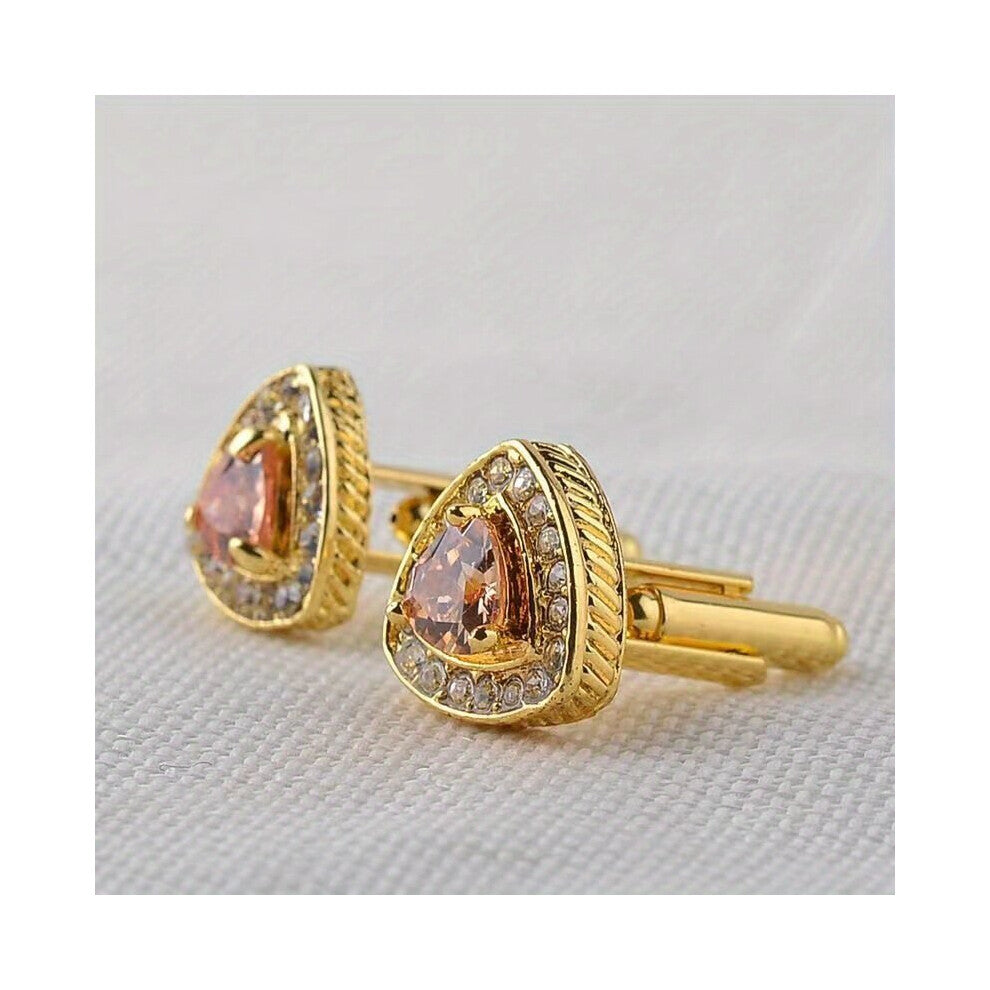 1pair French Style High Inlaid Artificial Diamond Cufflinks