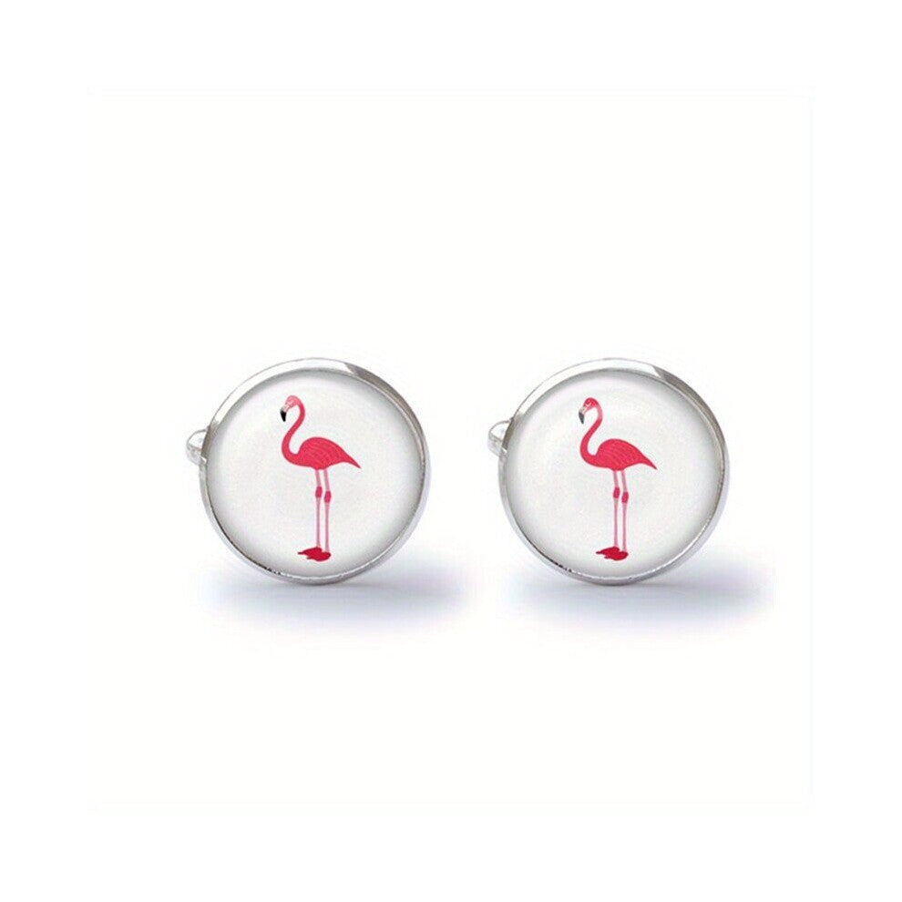 Pink Flamingo Tropical Bird Cufflinks