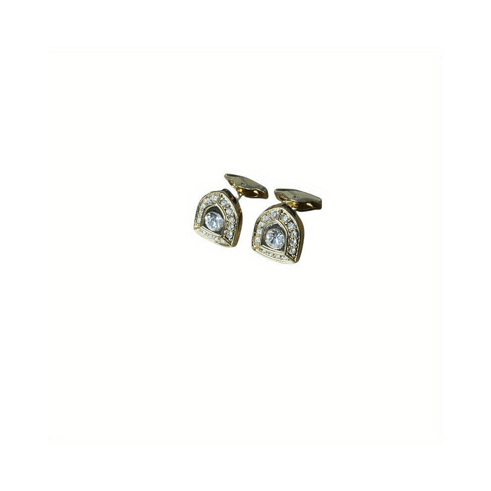 1pair Mens Rhinestone Arch Cufflinks