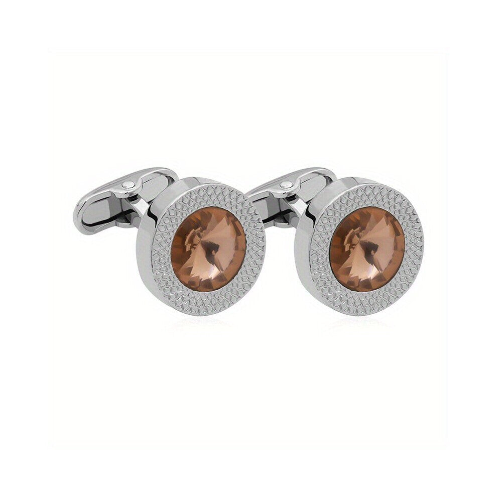 1pair Mens Zircon Cufflinks Mens Shirt Metal Round Cufflinks Clothing Accessories