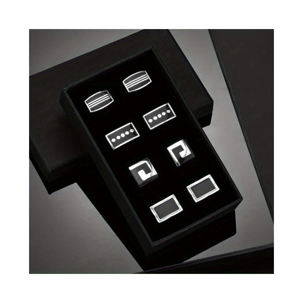 4pairs High end Business Mens Cufflinks Square Striped Cufflinks Fashionable For French Shirt