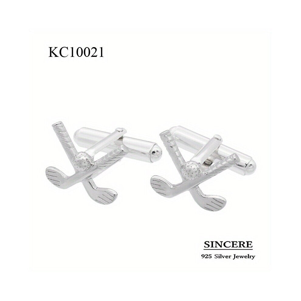 1pair S925 Mens Cufflinks Golf Style