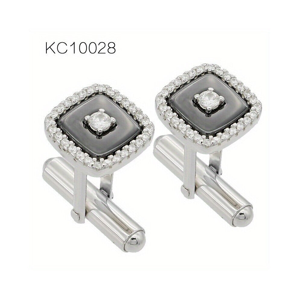 1pair 925 Sterling Silver Button Cufflinks Zirconia Shirt Cufflinks Versatile Accessories Cufflinks For Wedding Suit Fancy Gift For Men
