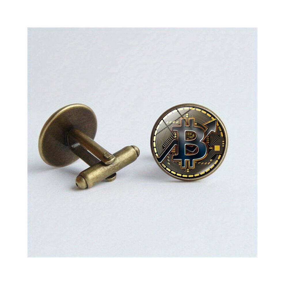 2pcs Bitcoin Cufflinks Shirt Studs Business Wedding For Men