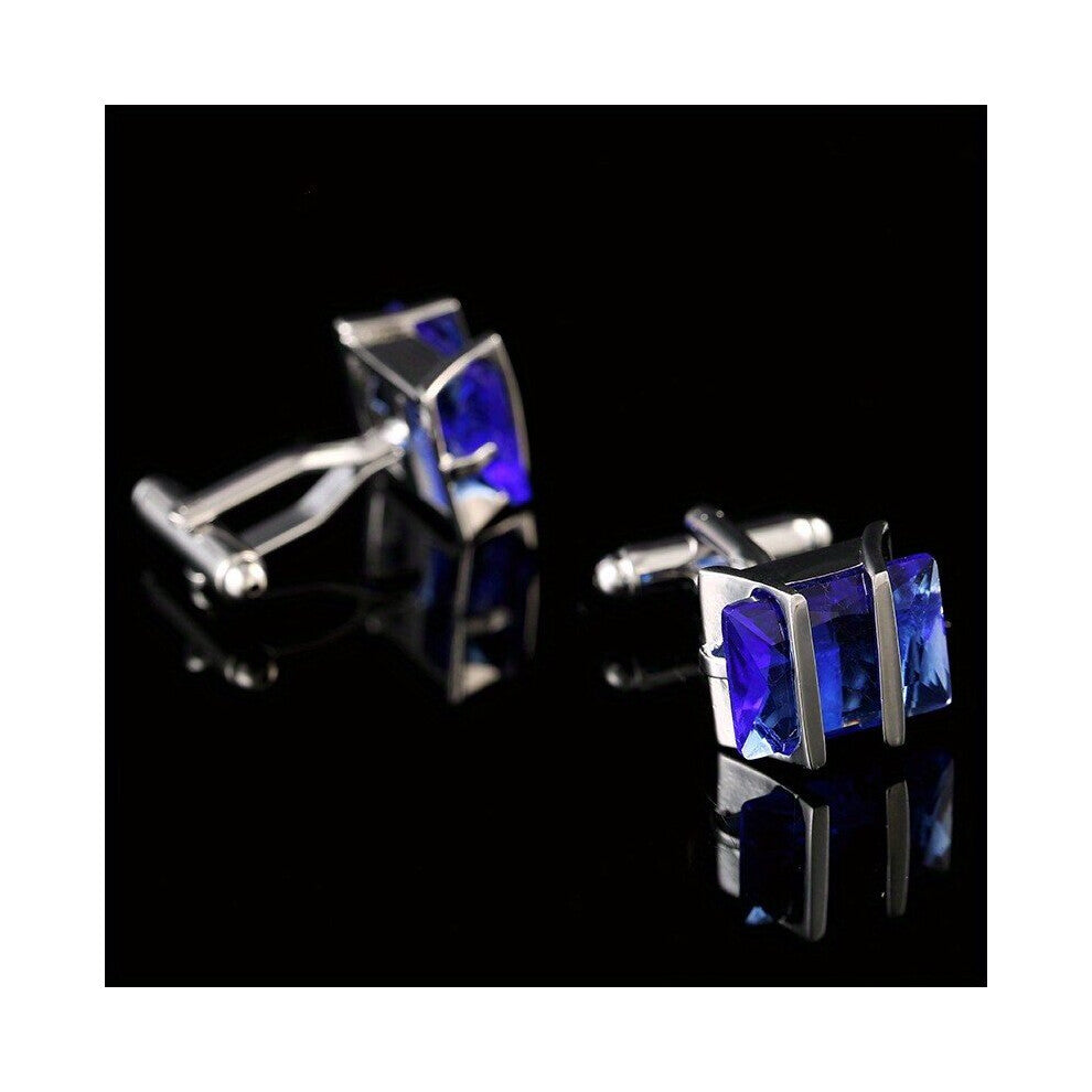 2pcs Artificial Crystal Cufflinks Sleeve Shirt Buttons Closure Buckle For Men