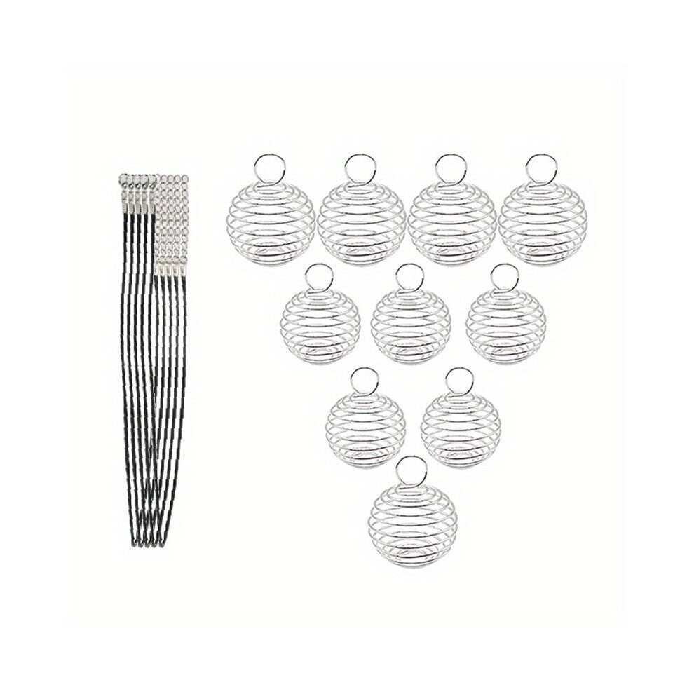 15PCS Spiral Bead Cages Pendants with 5 Necklace Chains Cords Earrings Bracelet And Necklace Decoration Accessories