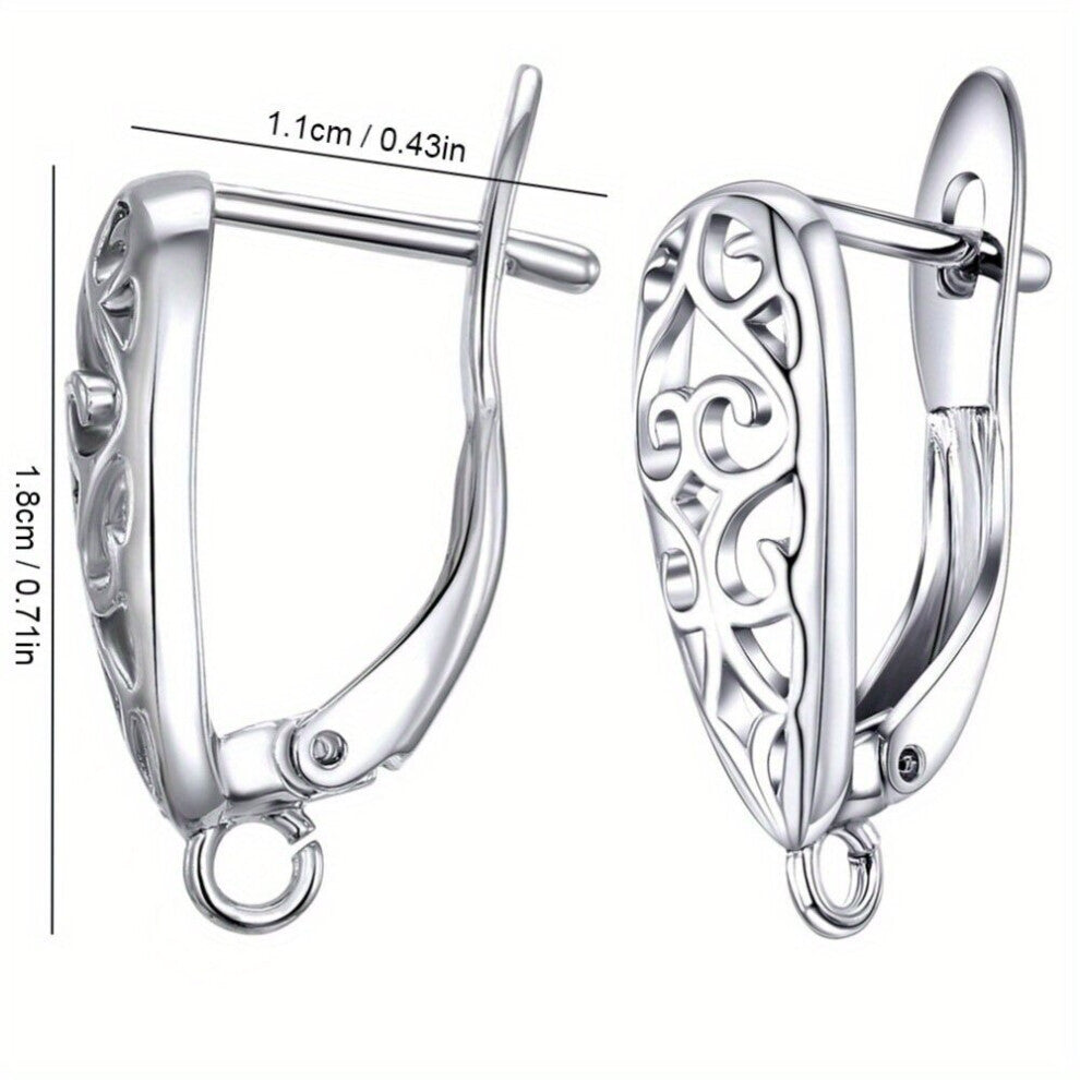Silvery Hollow Ear Buckles With Hoops Diy Ear Jewelry Accessories 6 Styles