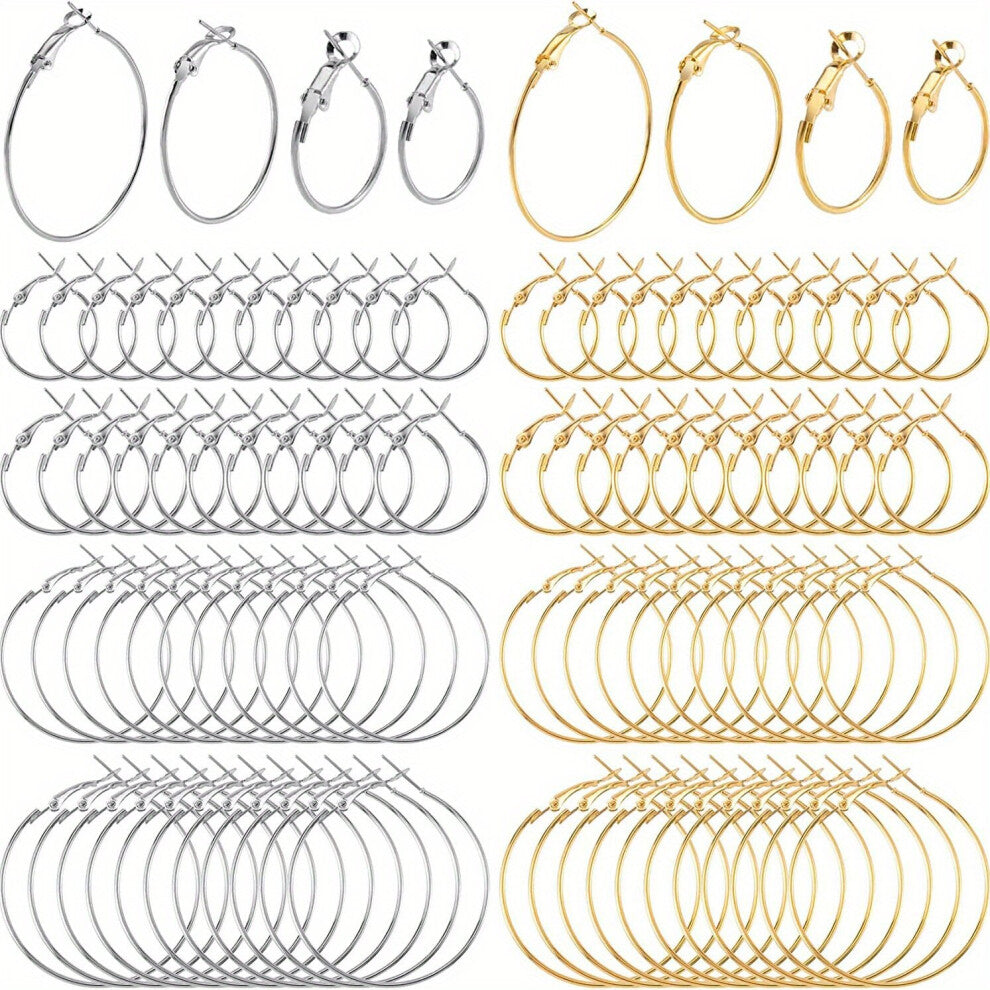 96pcs Circular Earrings Hoops Large Earrings Shrimp Bow Buckle Earhook For DIY Jewelry Making Accessories Pin Buckle Earrings
