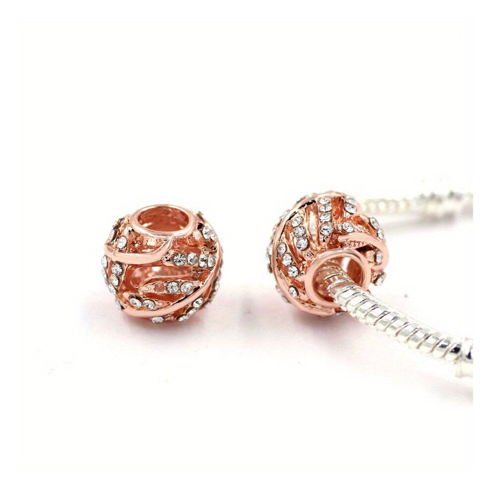 Leaf Silver Planted Barrel Bead With Diy Charm Bracelet & Bangle