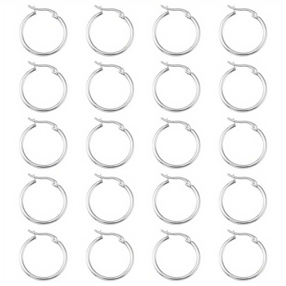 10pairs Stainless Steel Glossy Round Earrings