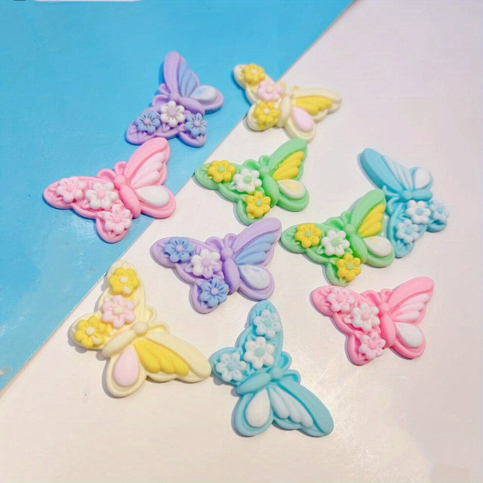 10pcs DIY Butterfly Resin Charms For Earrings Jewelry Hair Accessories Ornaments Phone Case Keychain Crush Clogs Cup Refrigerator Stickers Childrens