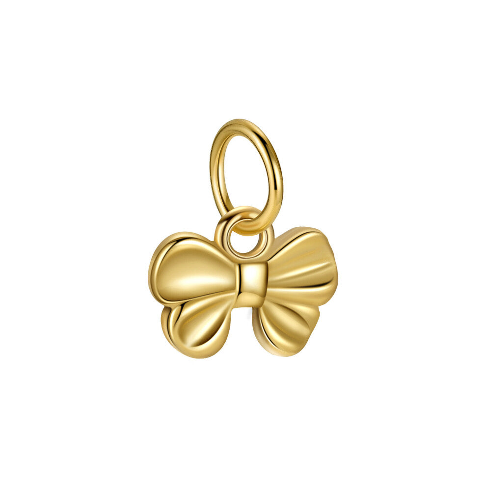 1pc S925 Sterling Silver Glossy Small Bow Pendant DIY Jewelry Accessory