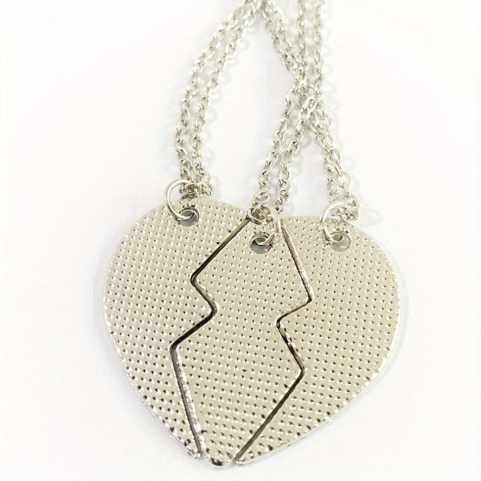 3 person Friendship Puzzle Heart shaped Silvery And Golden Pendant Necklace Three Petals Spliced into A Necklace