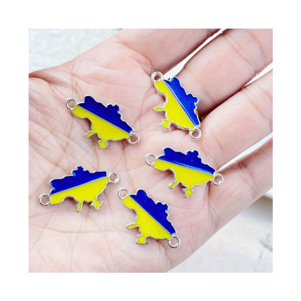 5pcs Map Puzzle Pattern Drip Oil Alloy Necklace Bracelet Double Hanging Ornament Accessories