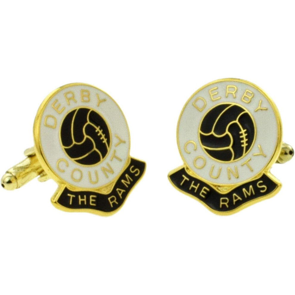 Derby County FC Cufflinks - Coloured Enamel, Metal Gift for Derby Fans