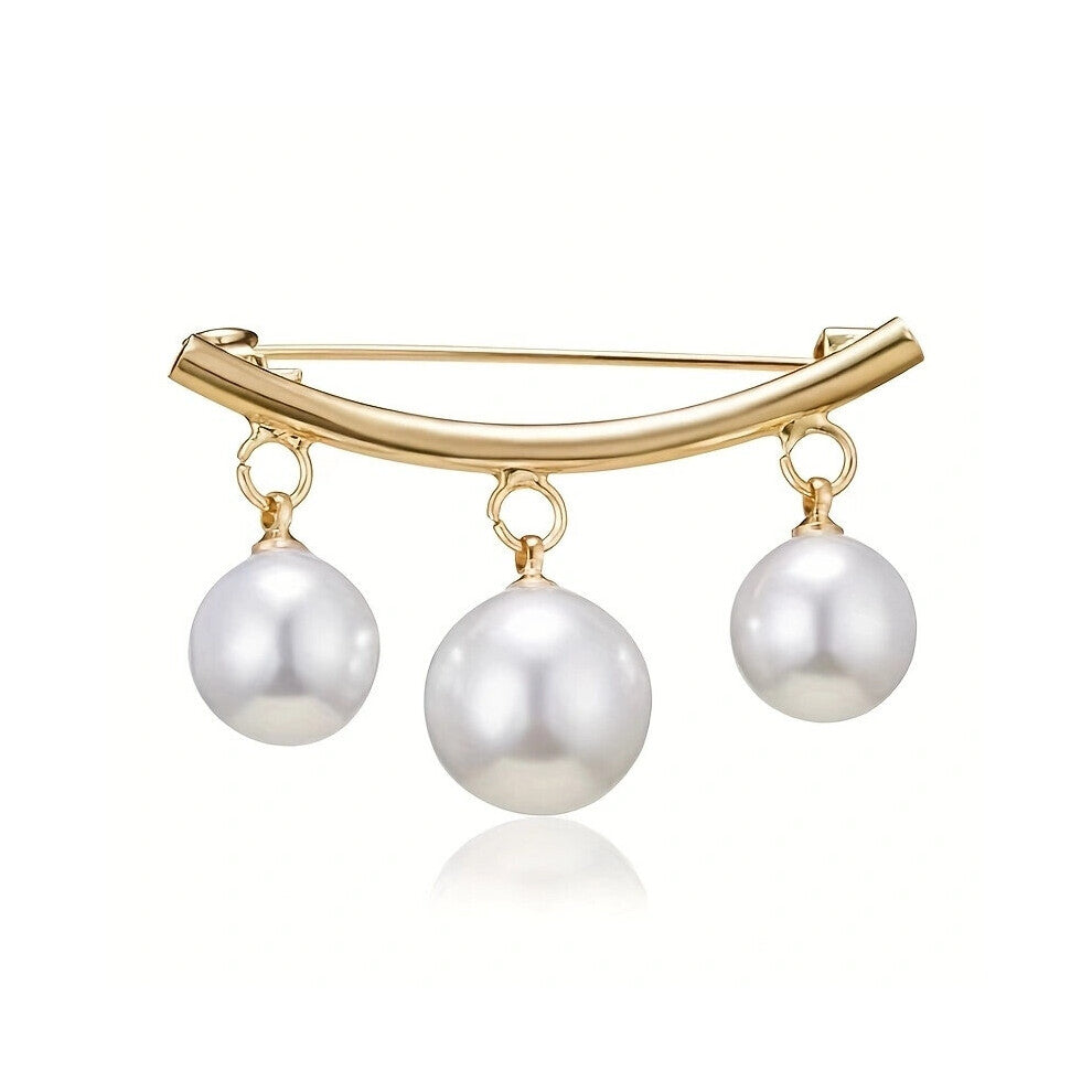 Faux Pearl Neck Tie Pin Buckle Faux Pendant Metal Brooch Collar Cardigan Clip Invisible Brooch Jewelry