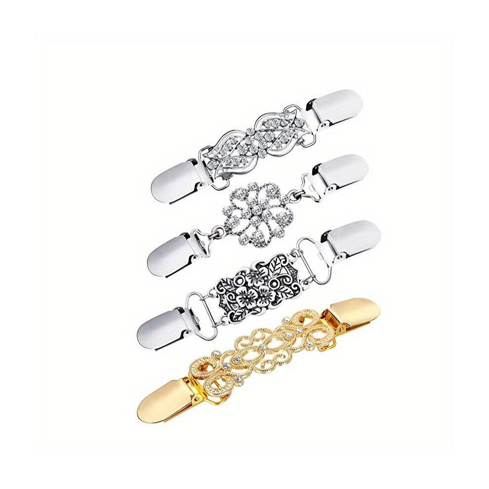 Vintage Sweater Shawl Clips Cardigan Collar Clips Dress Shirt Brooch Clips For Women Girls