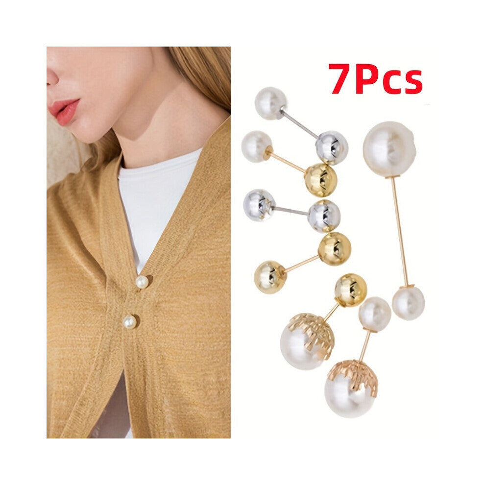 7pcs 9pcs 10pcs Faux Pearl Brooches Casual Sweater Cardigan Clips Waist Safety Pins Clothing Decoration Accessories