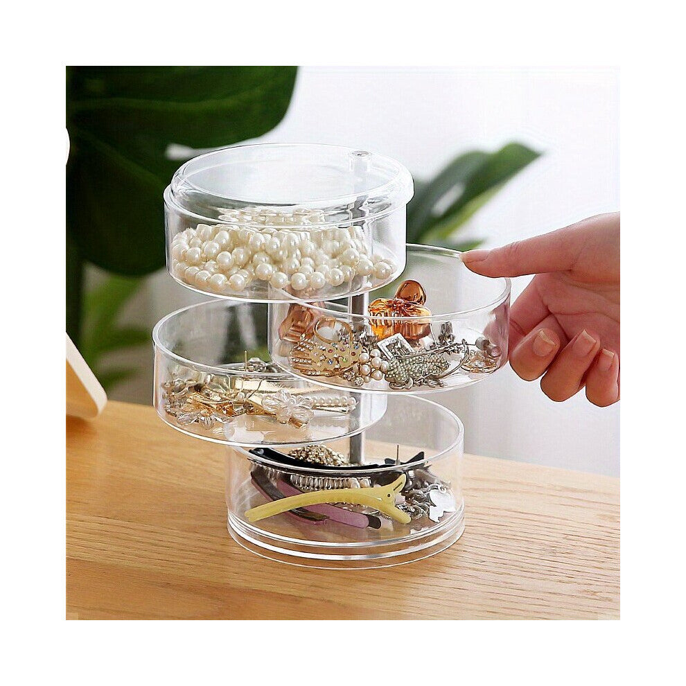 1pc Rotatable Jewelry Storage Box layer Princess Ins Style Hand Jewelry Hair Clip Small Jewelry Box Transparent Home Desktop Office Storage Box