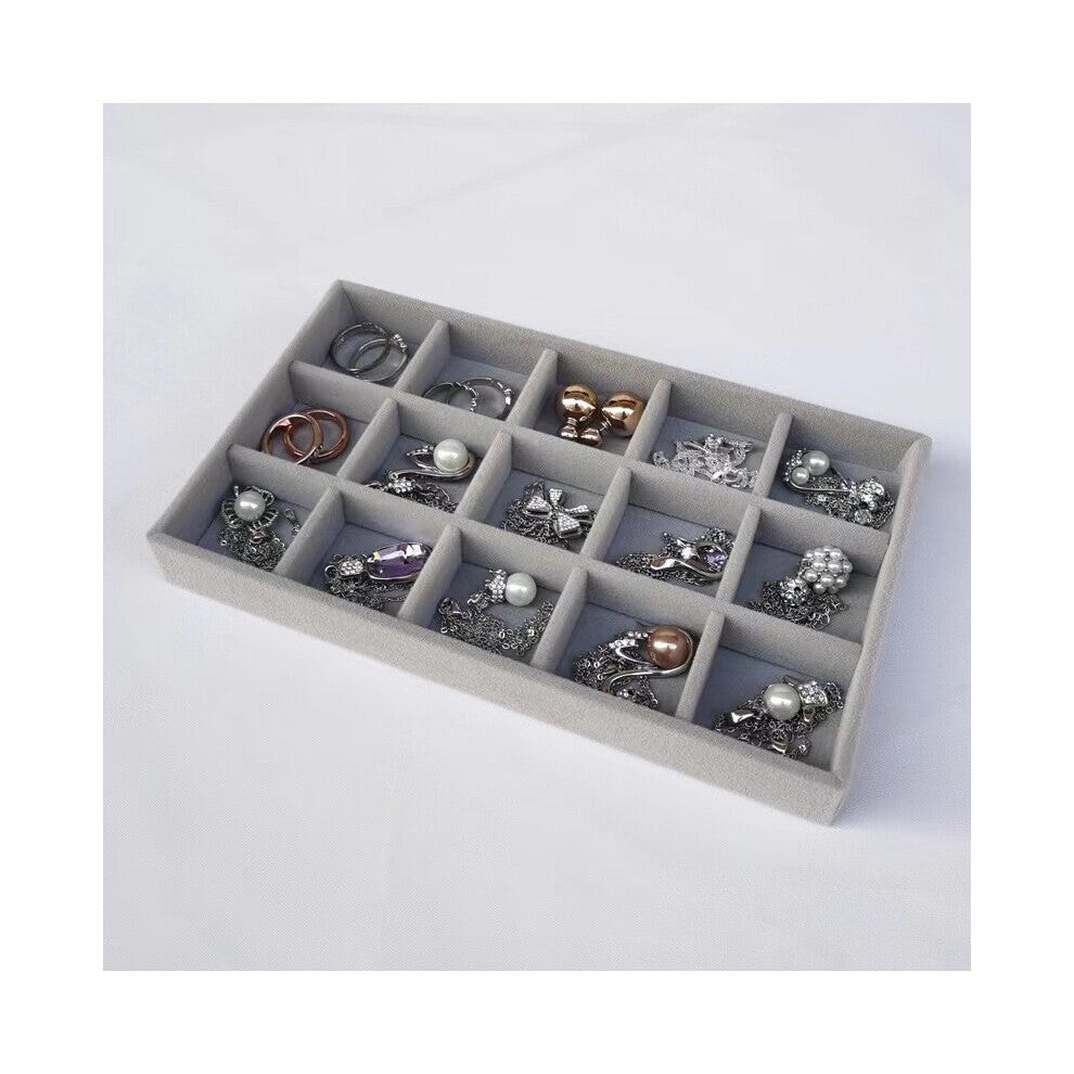 1pc Gray Velvet Dust proof Desktop Finishing Earrings Earrings Jewelry Display Plate Ring Display Plate Jewelry Tray Jewelry