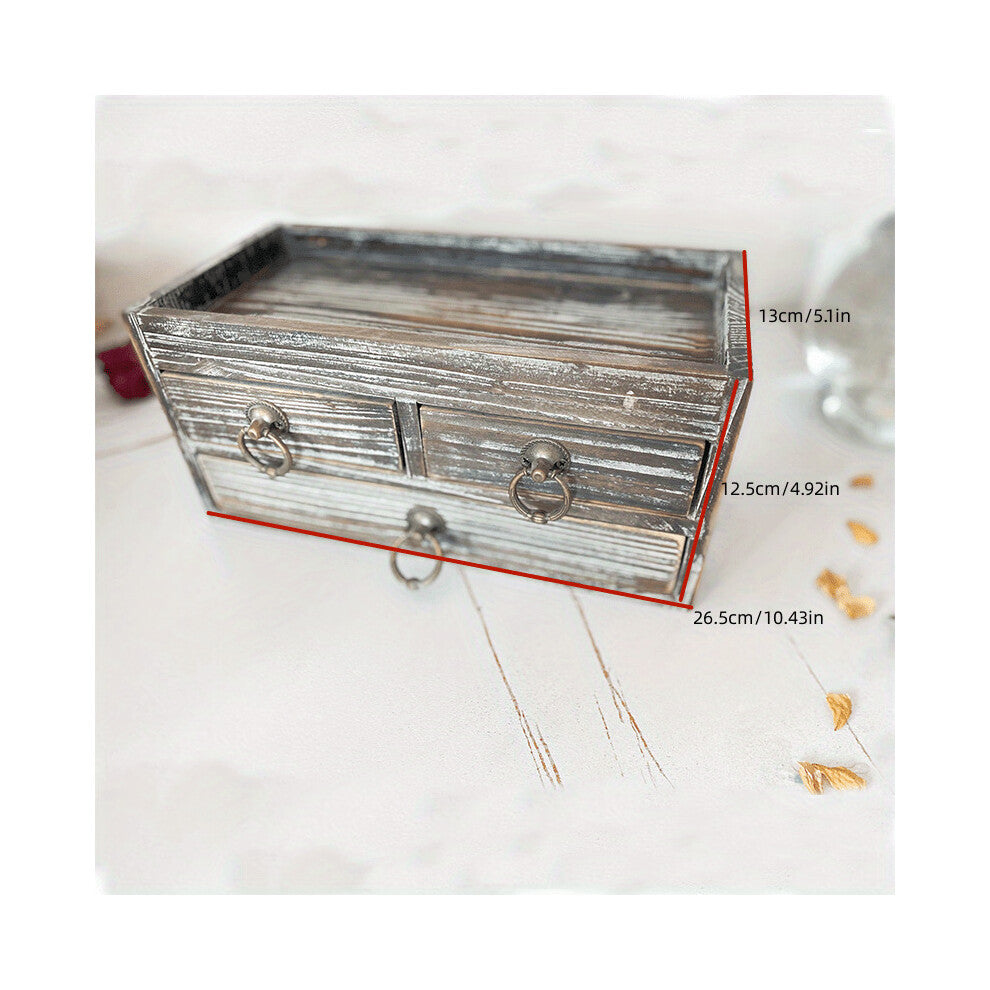 Style Wooden Retro Jewelry Storage Box Desktop Jewelry Supplies Organizer