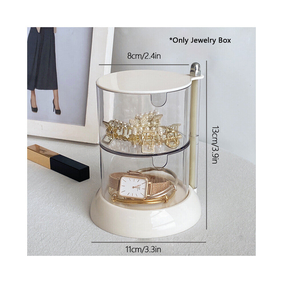 1pc Rotating Jewelry Storage Box Transparent Visual Storage Jewelry Box Earnail Necklace Dresser Desktop Display Holder