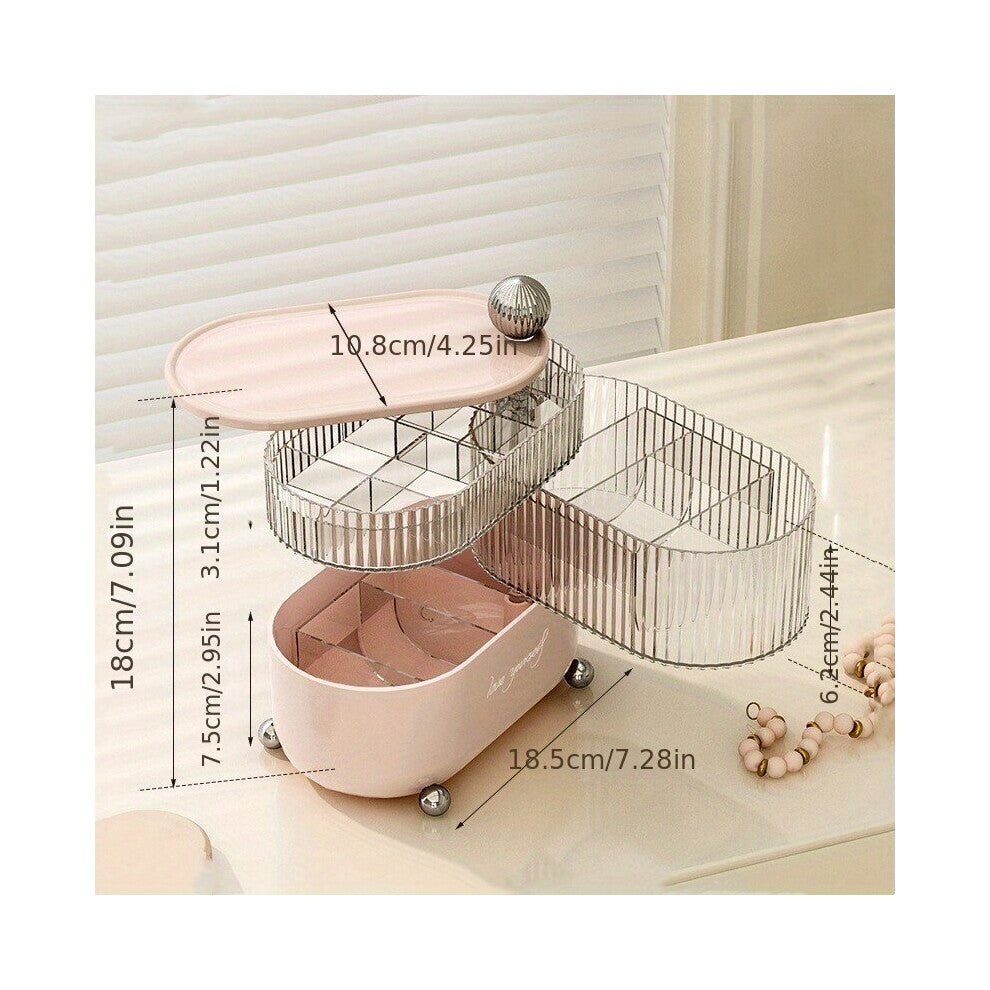 1pc Rotating Desktop Dust proof layer Transparent Jewelry Storage Rack