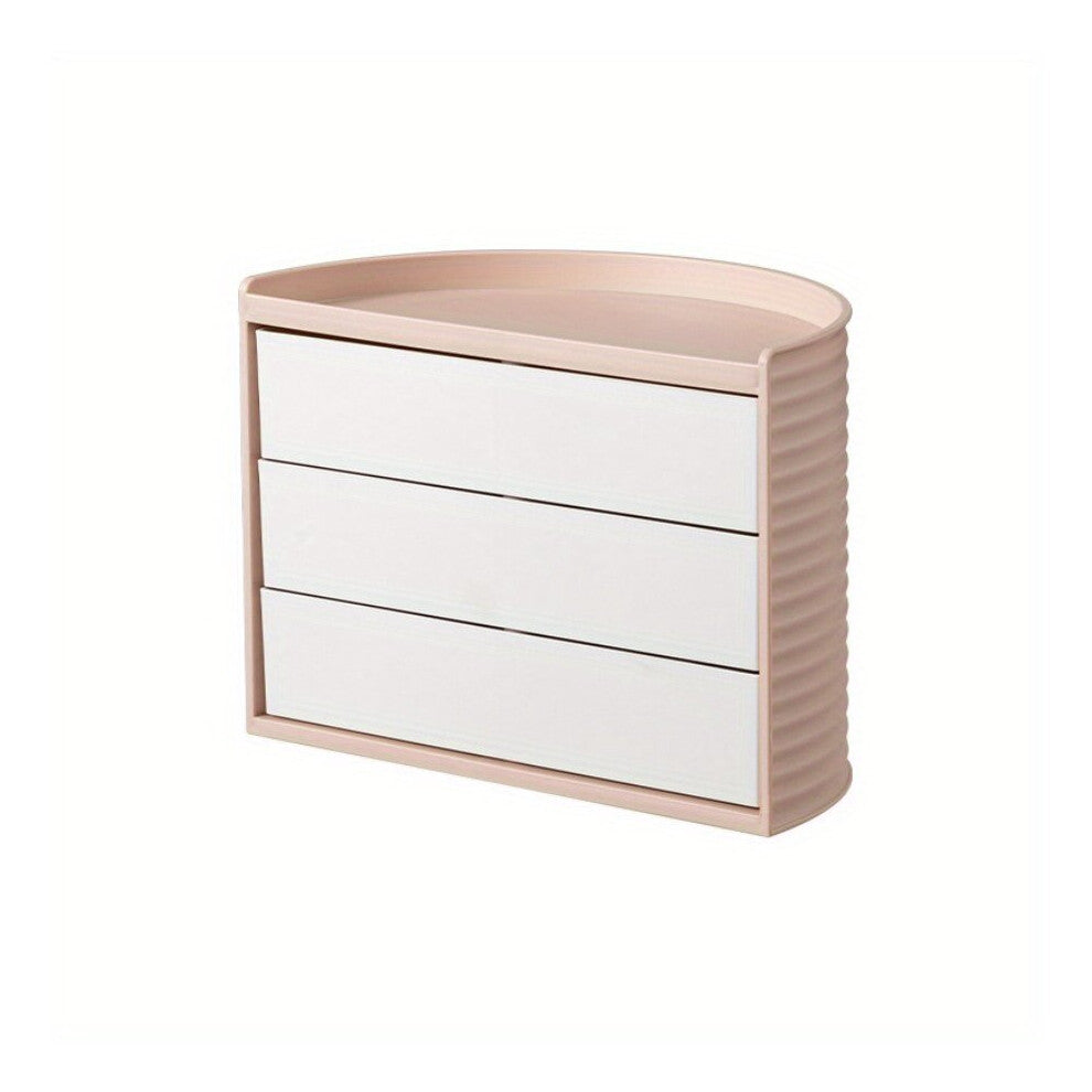 1PC Desktop Revolving Jewelry Storage Box Semicircle Dressing Table Cosmetic Dustproof Storage Box